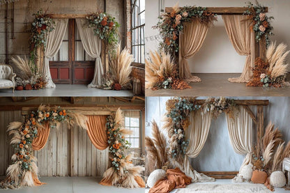Boho Natural Wood Arch Backdrops for Photography - Warm Aesthetic Master Overlay PNGs - Digital Art  Design 00x00px
