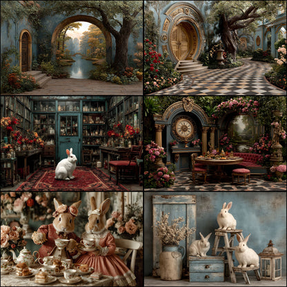 Alice in Wonderland Backdrop, Rabbit Hole Digital Background for Fantasy Photography, Storybook Theme, Photo Prop, Whimsical Party Decor