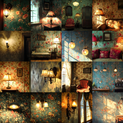 Vintage Wallpaper Room Digital Backdrop, Photography Backgrounds, Antique Interior Photo Prop, High-Res Image for Photographers