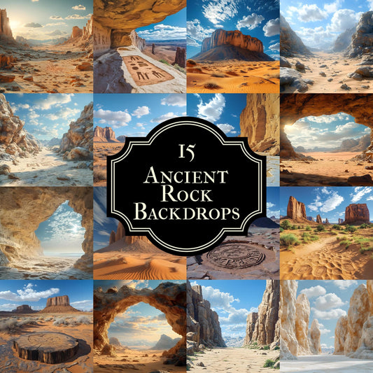 Ancient Rock Backdrops - Digital Nature Backgrounds for Photoshop Composites, Master Overlays, Desert, Canyon, Mountain Photography
