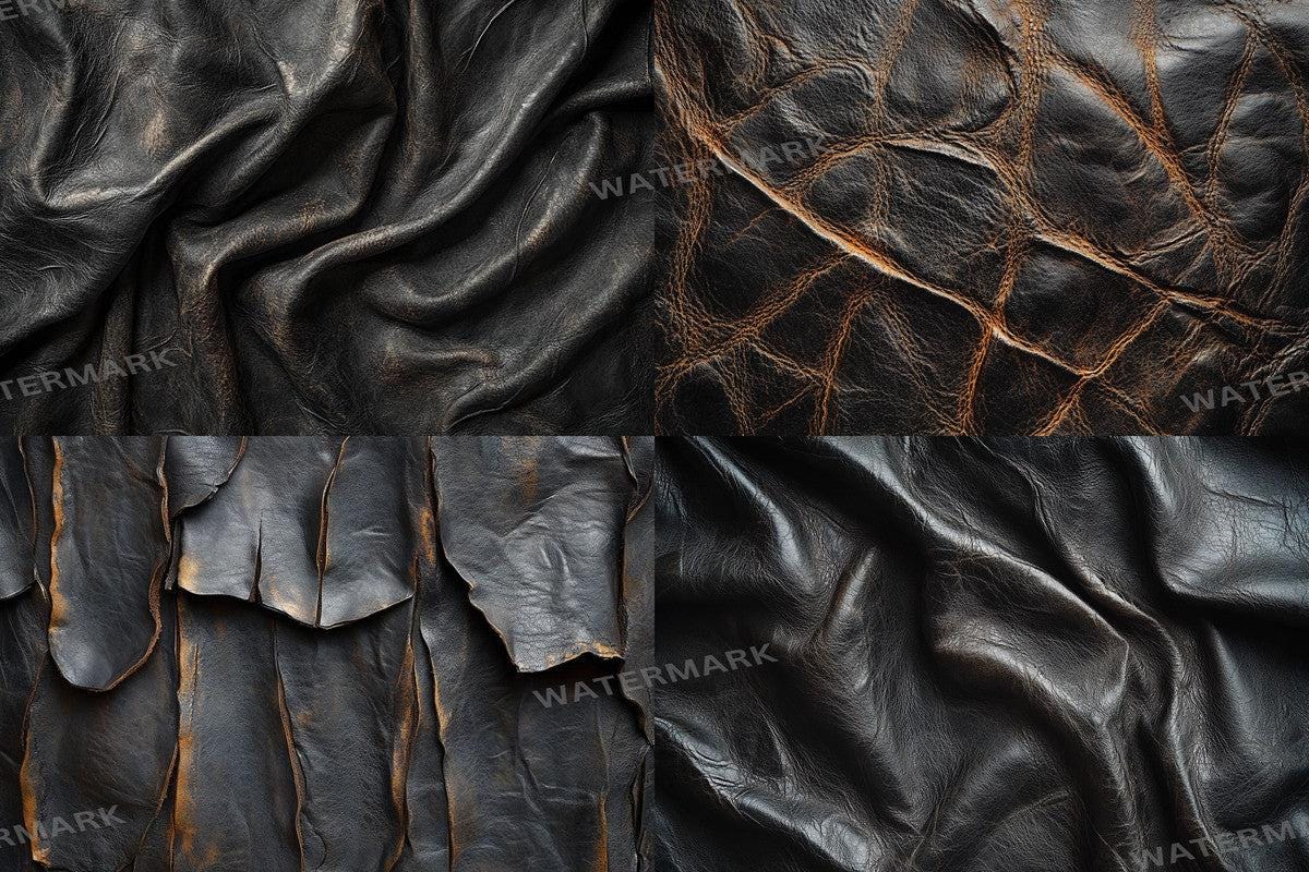 BLACK WEATHERED LEATHER - Textures Photography Backdrop
