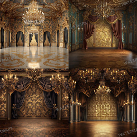 Baroque Stage Backdrops | Ornate Ballroom, Throne Room & Grand Fireplace Scenes | Theater, Musical and Concert Set Design