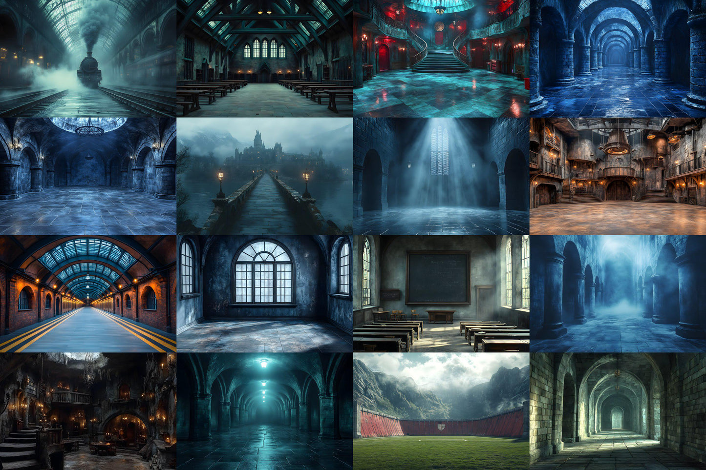 Wizarding School Scene Collection - 9Magical PNG Backdrops for Enchanting Designs - 00x00px Commercial Use Allowed