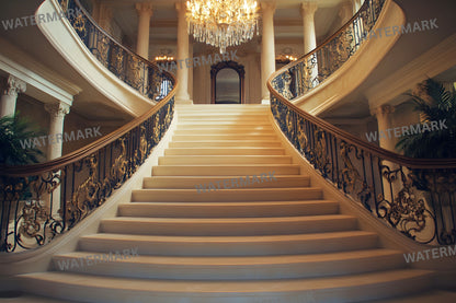 Grand Staircase Digital Backdrop, Interior Photography Background, Elegant Chateau Stairwell, Fantasy Castle Photo, Historic Hallway