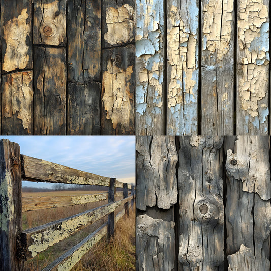 Weathered Wood Fence Digital Backdrop Set, Photography Backgrounds, Rustic Wood Photo Prop, Outdoor Scene, High-Res Images for Composites