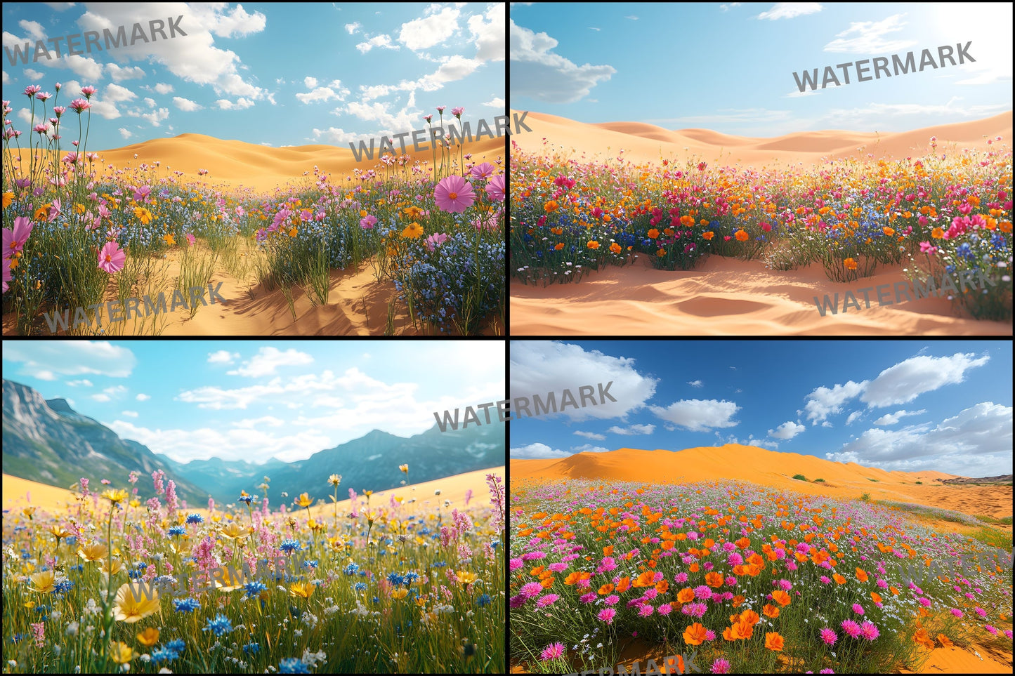 Desert Wildflower Digital Backdrop, Photography Background, Printable Desert Scene, Floral Photo Booth, High-Res Image Download