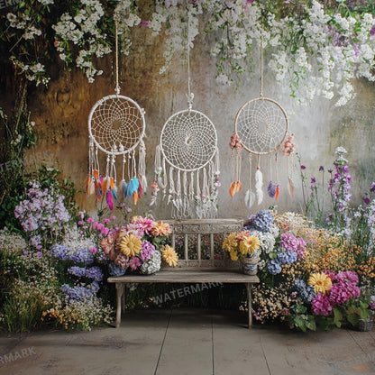 Bohemian Wedding Backdrop with Dreamcatchers | Floral & Macrame Wedding Decor | Boho Chic Ceremony, Reception Backdrops, Maternity Backdrops