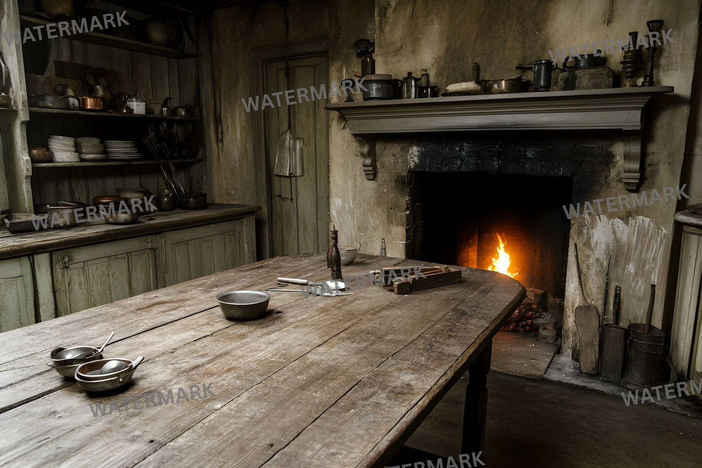 Workhouse Kitchen Digital Backdrop, Dreary Photography Background, Old Historic Building Photo Prop, Portrait Scene Setter, LBXD