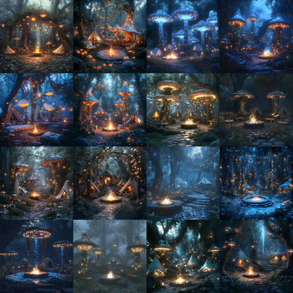 Woodland Elf Digital Backdrop Set, Fantasy Forest Backgrounds for Photography, Magical Square Images for Storytelling, Enchanted Realm Photo Overlays