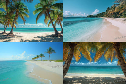 Tropical Beach Paradise Digital Backdrops - 3High-Resolution PNGs for Photography - 00x00px Commercial Use Allowed Ref SB812