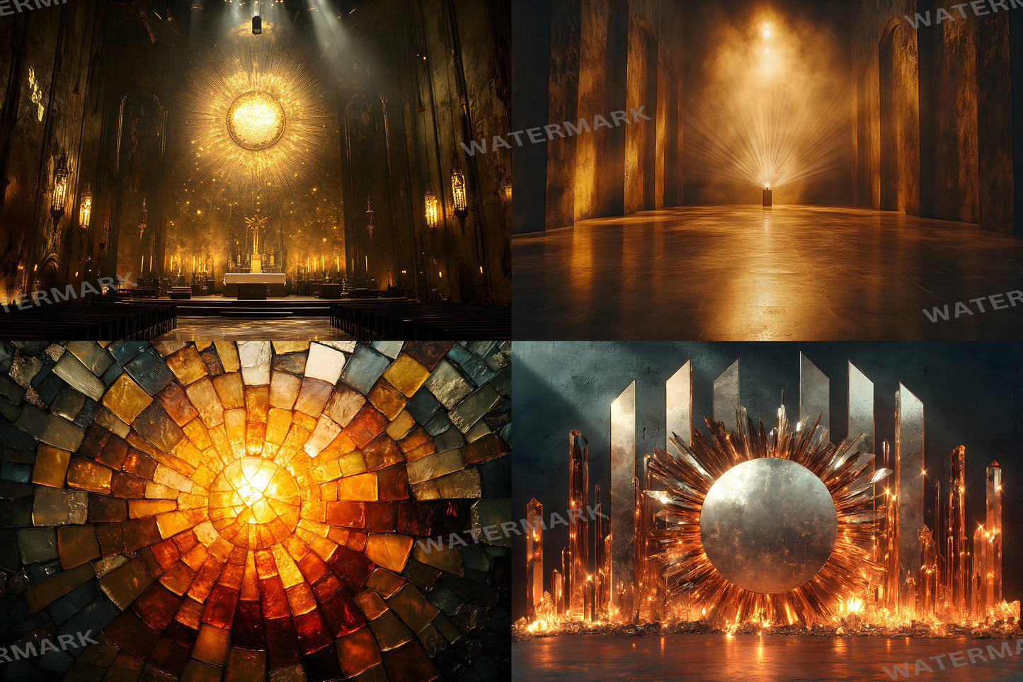 Sunburst Deco Digital Backdrops | Art Deco Sunburst Textures | Golden Sunburst Backgrounds for Photoshop, Photography & Composites