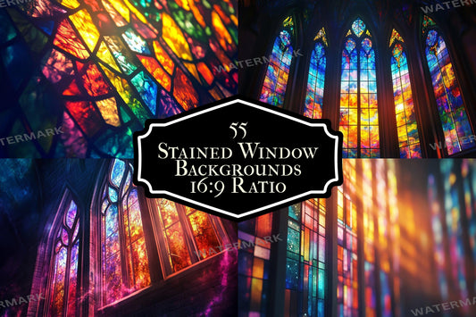 Stained Window streaming background, 16:9 ratio. Beautifully colored glass, perfect for TV wallpaper or digital backdrops