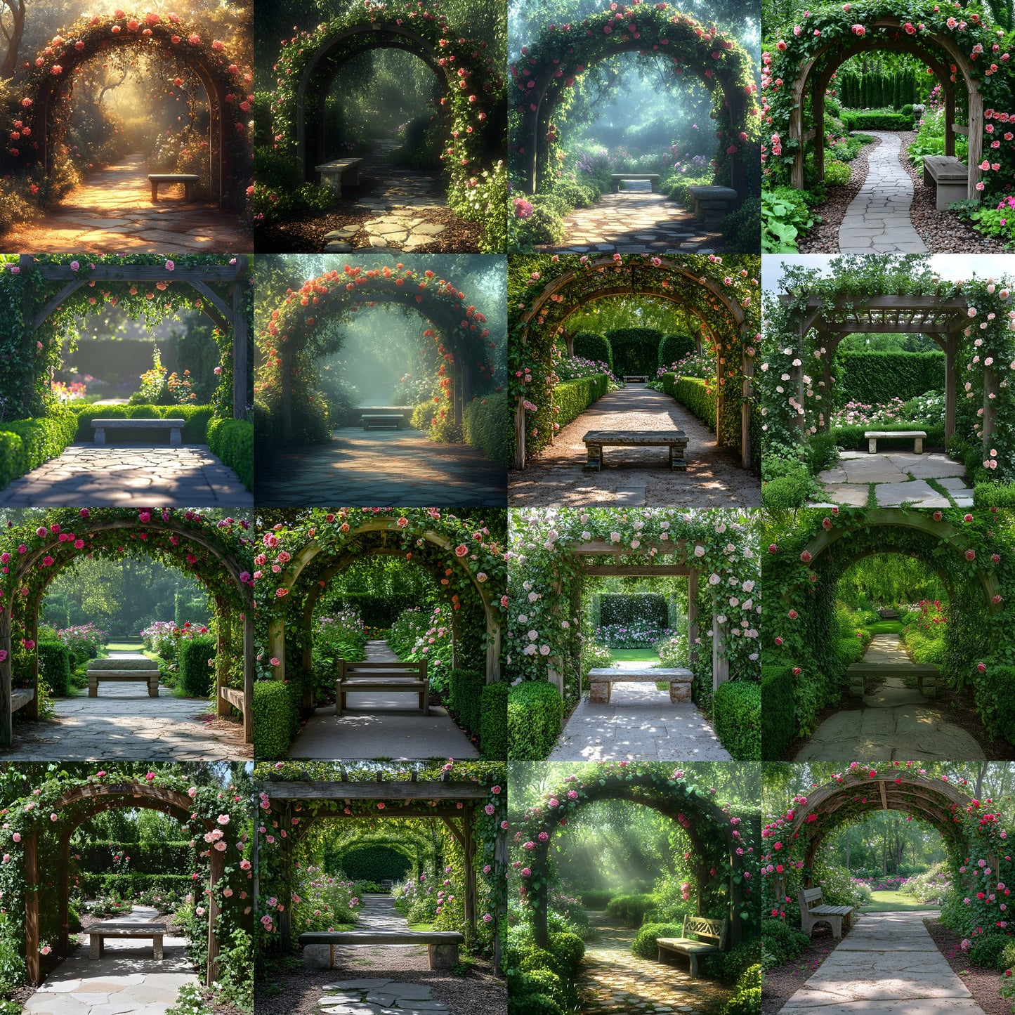 Secret Garden Arbour Digital Backdrop, Floral Arbour Background, Photography Backdrop, Wedding Arbour, Spring Garden Photo Background, Landscape
