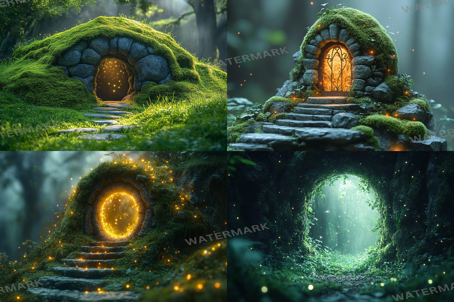 Fairy Forest Backdrops - Enchanted Woodland Scenes, Magical Doorways and Fairy Lights - Photography Master Composites - Fairy Backgrounds