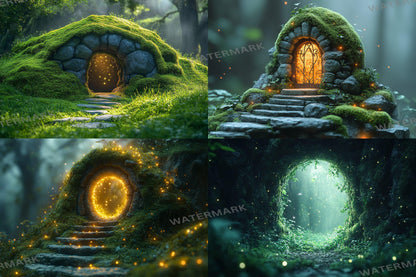 Fairy Forest Backdrops - Enchanted Woodland Scenes, Magical Doorways and Fairy Lights - Photography Master Composites - Fairy Backgrounds