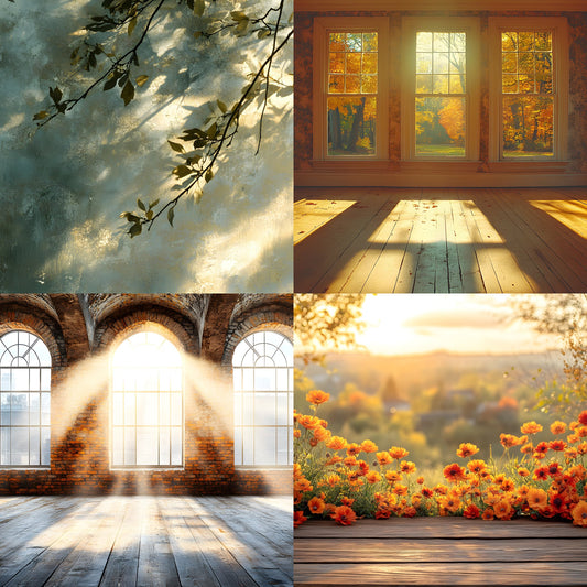 Vintage Sunlit Room Digital Backdrop, Wallpaper Backgrounds, Photography, Cozy Interior Scene, High-Resolution Images, Photo Overlays