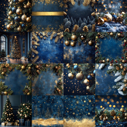 Royal Christmas Backdrops | Nutcracker, London, British | Navy and Gold Christmas Festive Backdrops, Holiday Season Christmas Background