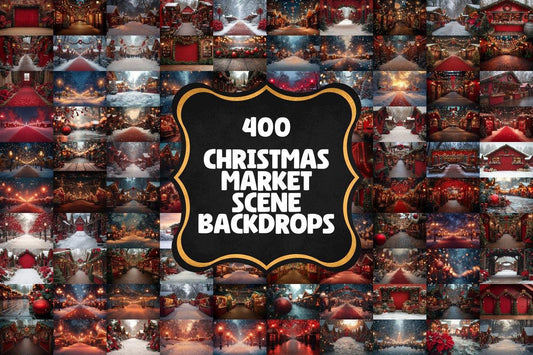 Warm Christmas Market Scene Photography Backdrops - 00x00px PNGs for Digital Artists  Designers