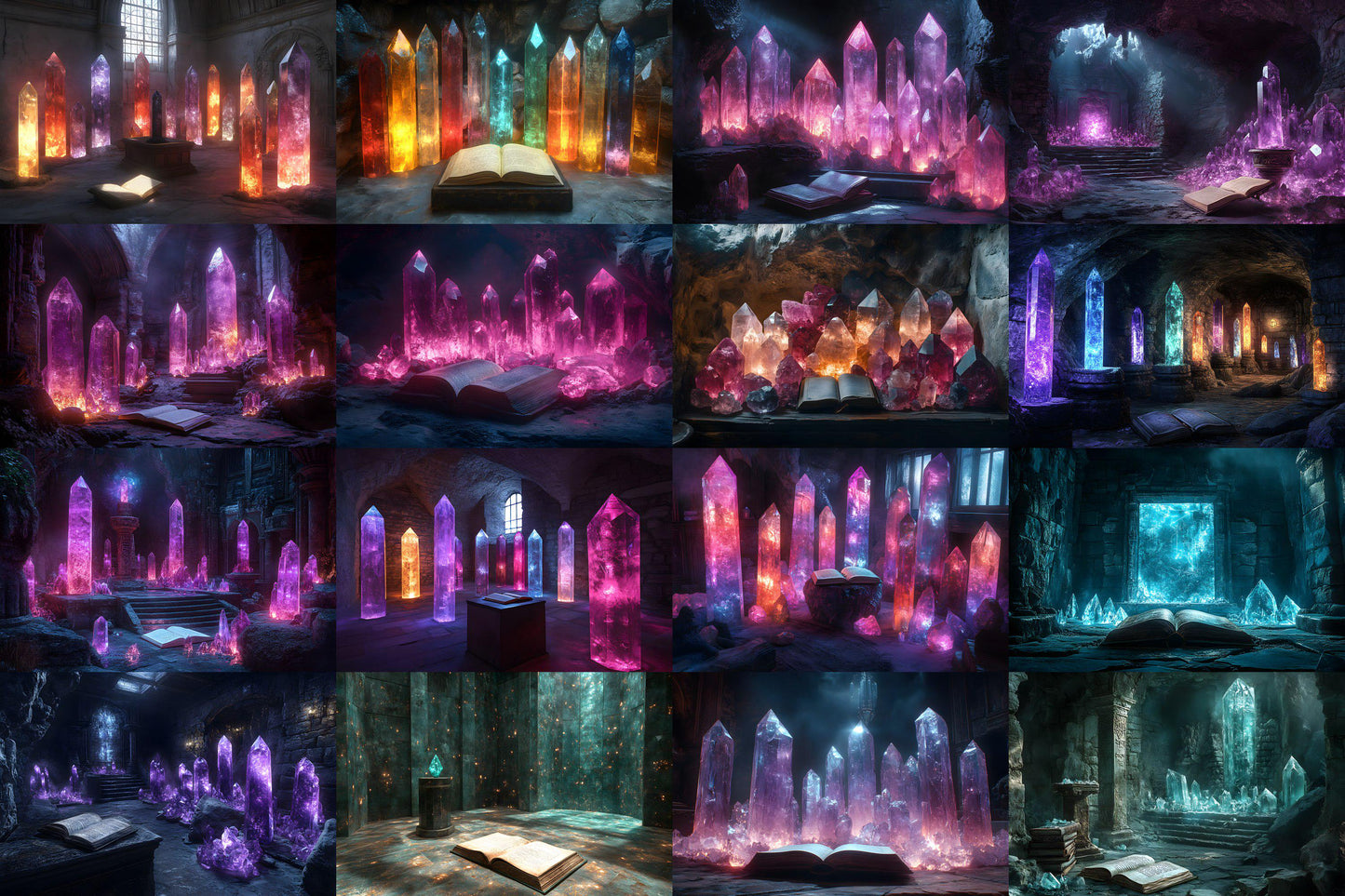 Cursed Crystal Chamber Backdrops, Fantasy Glowing Cave Digital Background, Magical Gemstone Cavern Photo Booth Prop, Dark Purple Scene