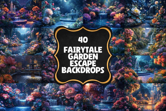 Fairytale Garden Escape 4High-Quality PNG Photography Backdrops for Digital Artists and Designers - Ideal Warm Aesthetic