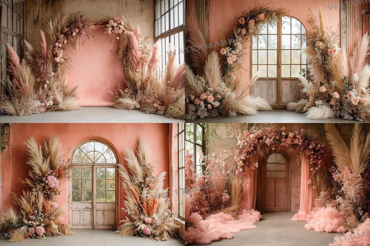 Pink Boho maternity digital backdrop room minimal arches backdrop maternity overlays, pink textures boho digital backdrop wedding studio