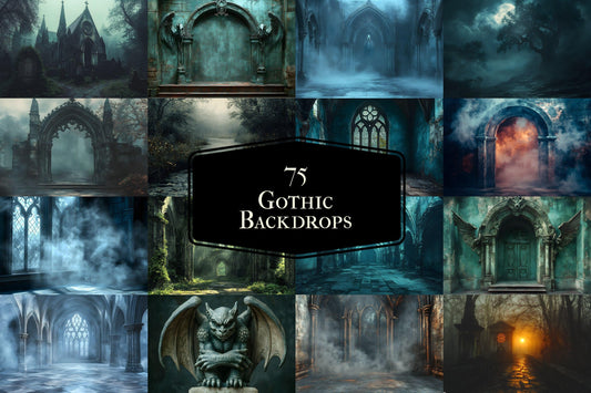 Gothic Backdrops for Photography, Dark Digital Backgrounds, Spooky Photoshop Overlays, Halloween Backdrops, Gothic Scenes & PNG Overlays