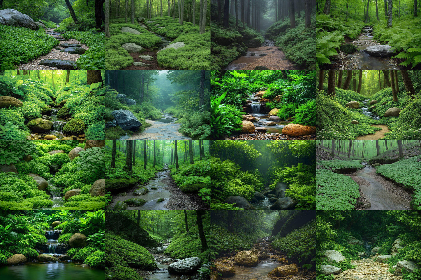 Emerald Ravine Forest Backdrops - Woodland Backgrounds, Lush Green Trees, Nature - Perfect for Photoshop Composites Master Overlays