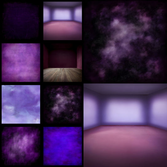 Purple Textured Photography Backdrop, Vignette Wall Digital Background for Portrait Photoshoots, Square Format Fine Art Texture for Etsy Shop Images