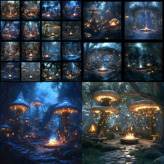 Woodland Elf Digital Backdrop Set, Fantasy Forest Backgrounds for Photography, Magical Square Images for Storytelling, Enchanted Realm Photo Overlays