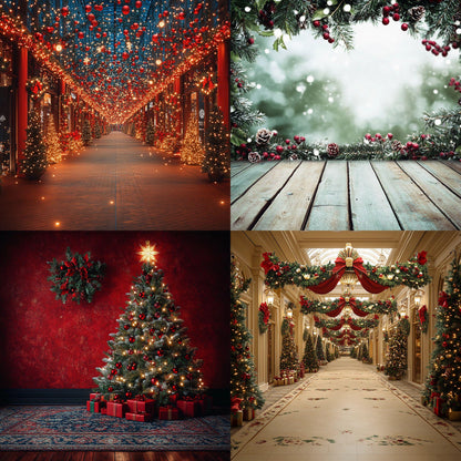 Christmas Backdrop, Digital Backdrop, Santa Christmas Backdrop For Kids Family, Festive Digital Download Christmas Background