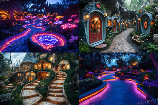 Alice���������s Garden Maze Backdrops - Fantasy Wonderland Digital Backgrounds for Photoshop and Master Overlays