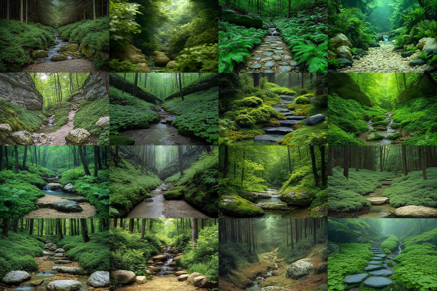 Emerald Ravine Forest Backdrops - Woodland Backgrounds, Lush Green Trees, Nature - Perfect for Photoshop Composites Master Overlays