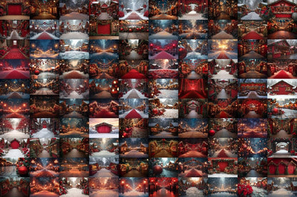 Warm Christmas Market Scene Photography Backdrops - 00x00px PNGs for Digital Artists  Designers