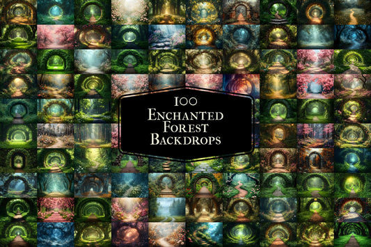 Enchanted Forest Backdrops for Photography ��������� Magical Digital Portraits Backgrounds, Magic Woodland, Lush Green Tree & Floral Backdrops