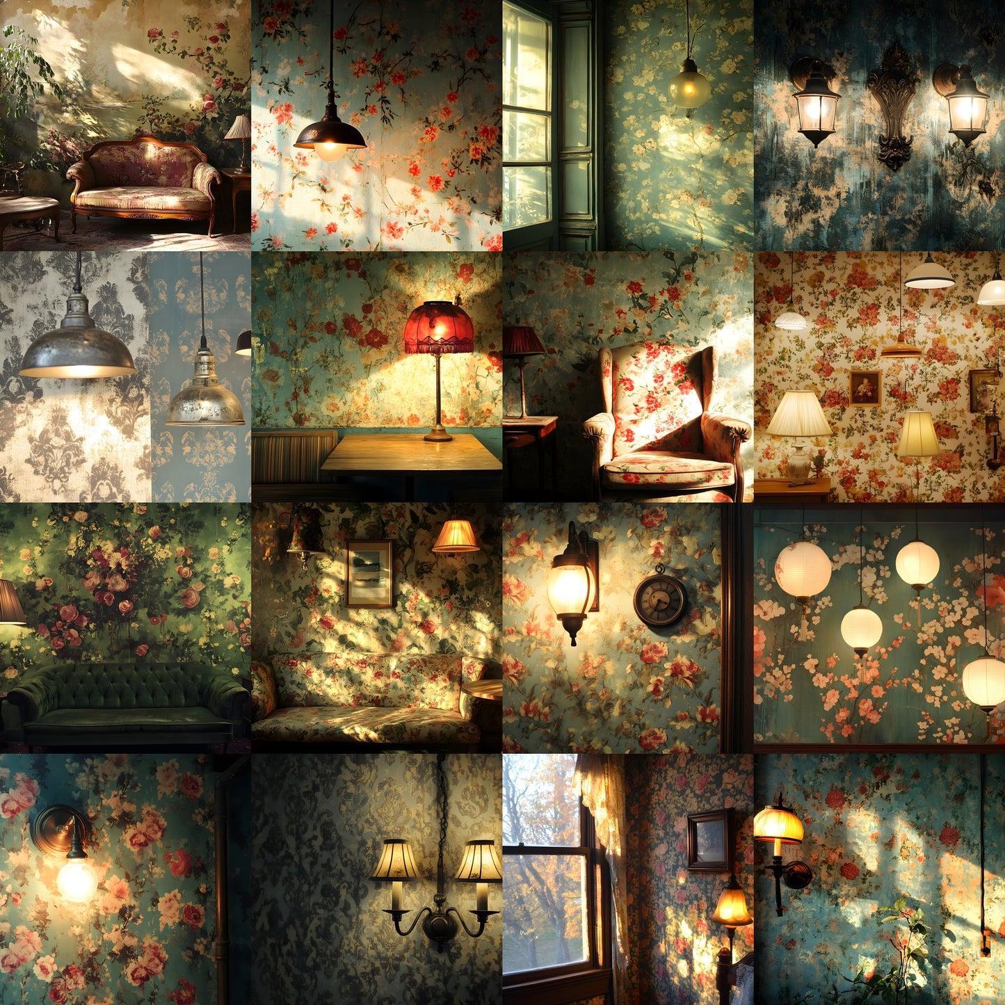 Vintage Wallpaper Room Backdrops, Photography Backgrounds, Digital Download for Portrait Photography,Texture Photo Booth