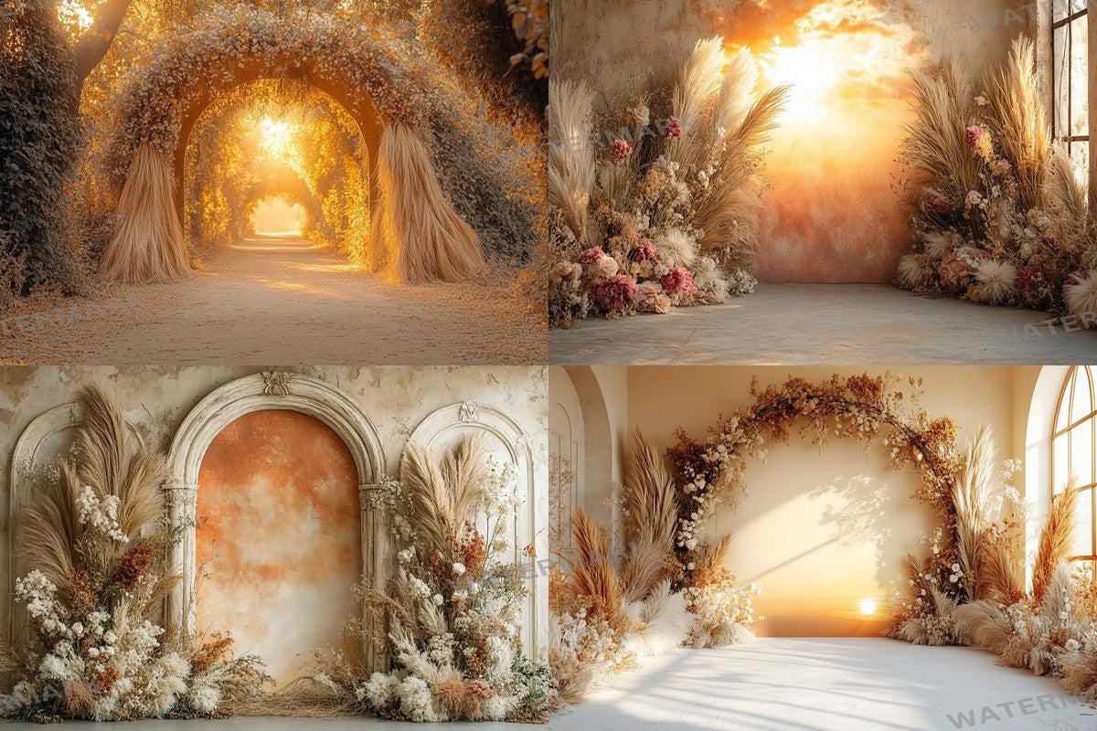 Boho Background - Sunset Arch Photography Backdrops - 8Warm Aesthetic PNGs for Digital Art  & Photography - Commercial Use