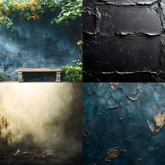 Vintage Black Textured Wall Digital Backdrop, Dark Moody Photography Background, Fine Art Portrait Landscape, Grunge Photo Prop
