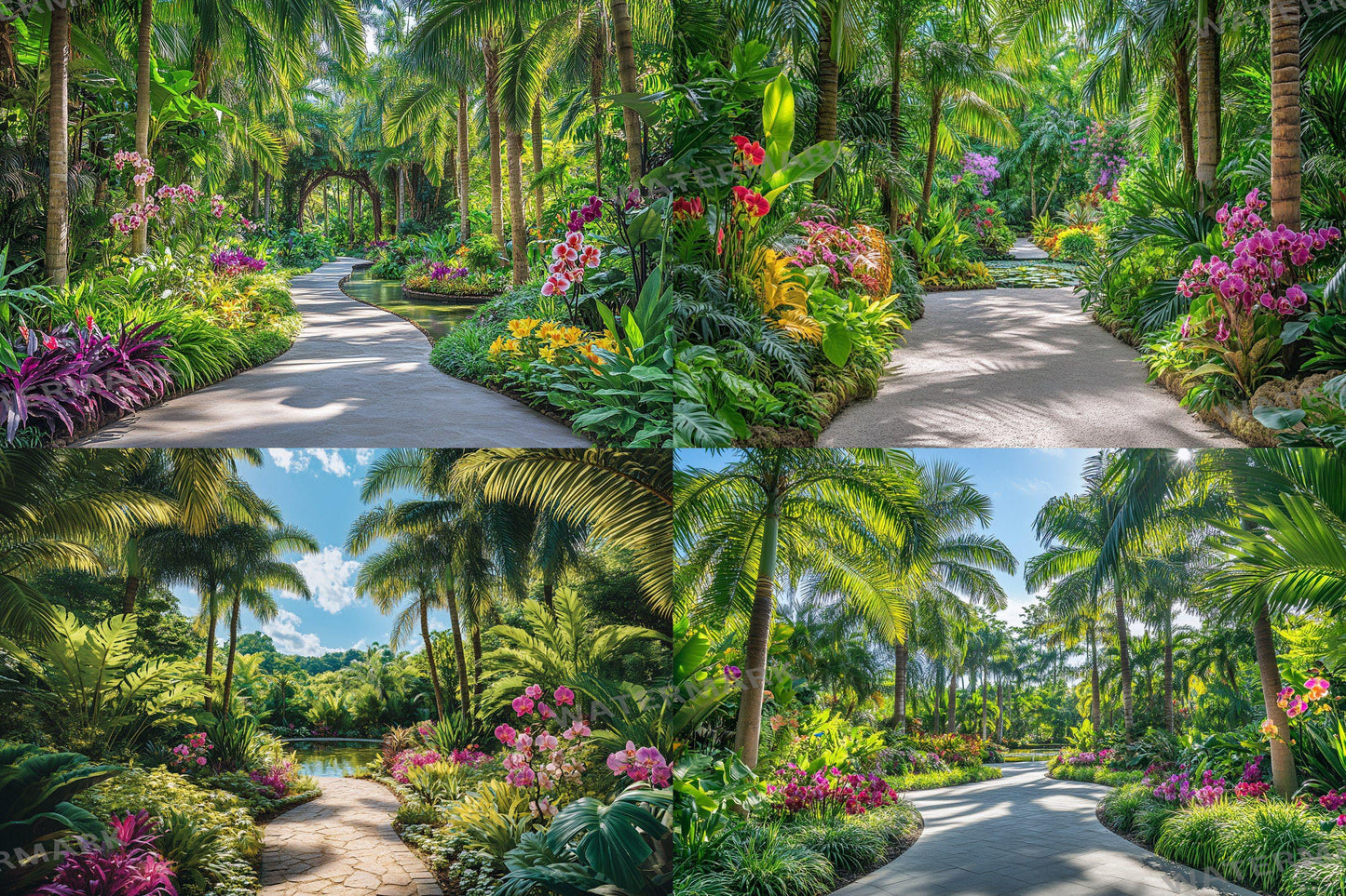 Lush Tropical Botanical Escape Backdrop: PNGs for Commercial Photography, Rich Rainforest Setting, Immersive Digital Backdrops