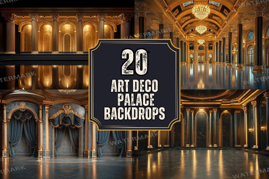 Art Deco Glamour Palace Backdrops, Elegant Interior Digital Luxury Backgrounds, Roaring s Scenes, Photography Backdrops, Commercial Use