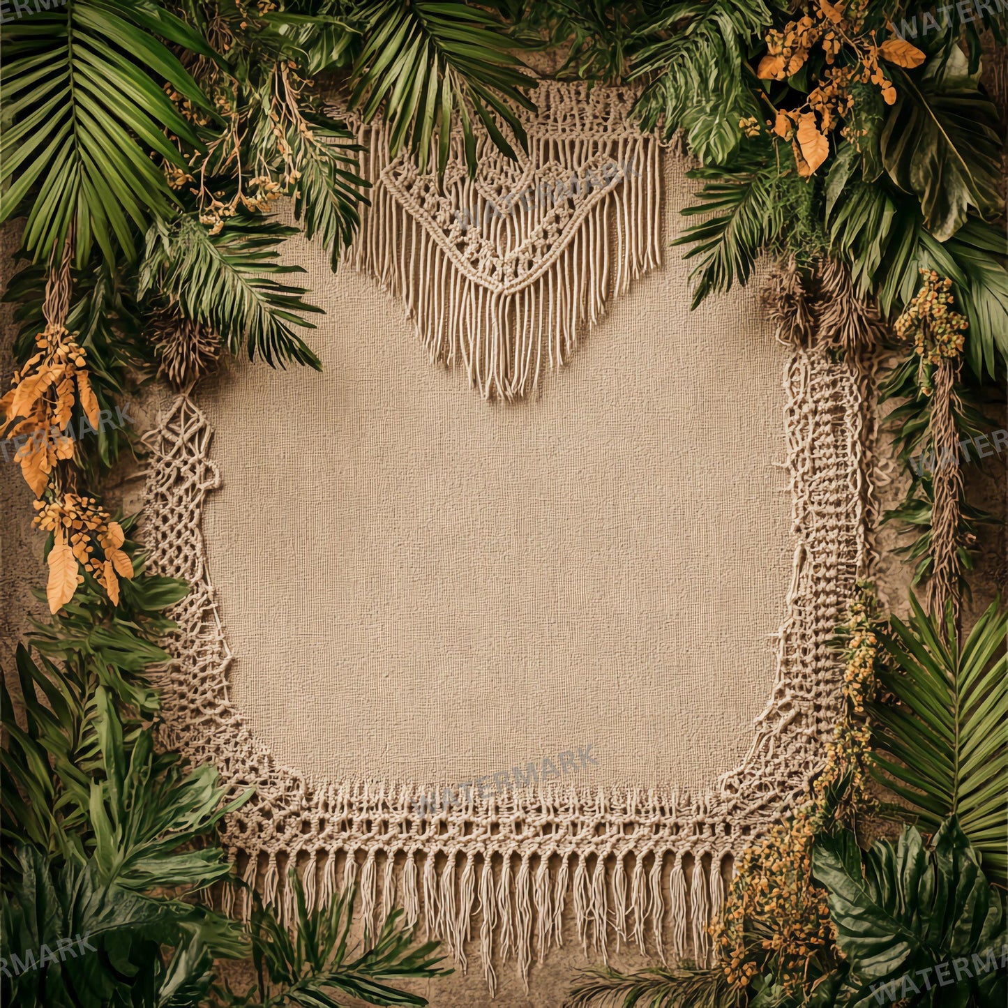 Boho Chic Backdrops | Macrame & Floral Rustic Digital Backgrounds | Boho Photography - Boho Scene, Photoshop, Indoor Photography Backdrop