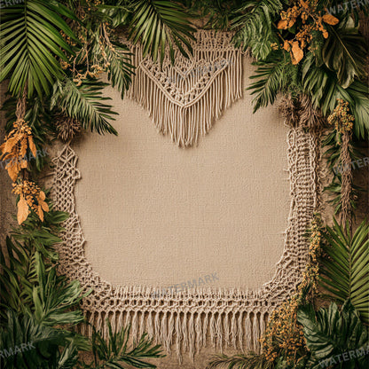 Boho Chic Backdrops | Macrame & Floral Rustic Digital Backgrounds | Boho Photography - Boho Scene, Photoshop, Indoor Photography Backdrop