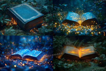 Books Wonderland Enchantments Digital Backdrop Set - Magical Glowing Book Backgrounds for Fantasy Fairy Tale Photoshop Composite Photography
