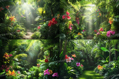 Tropical Secret Retreat Backdrop: PNGs for Exotic Island Photo Editing, Hidden Jungle Paradise Scenes, Lush Summer Digital Backdrops.