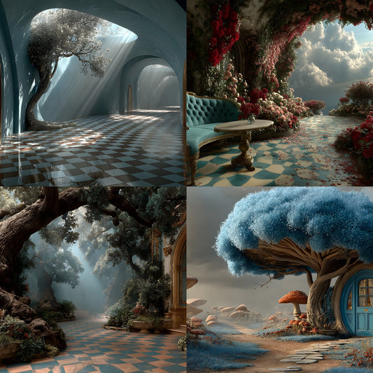 Alice in Wonderland Backdrop Digital Download, Whimsical Background for Photography, Fantasy Photo Prop, Dreamy Party Decor