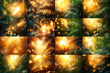 Palm Tree Glow Backdrops | Digital Backgrounds for Photoshop Composites & Cinematic Overlays, Wedding, Maternity Backdrop