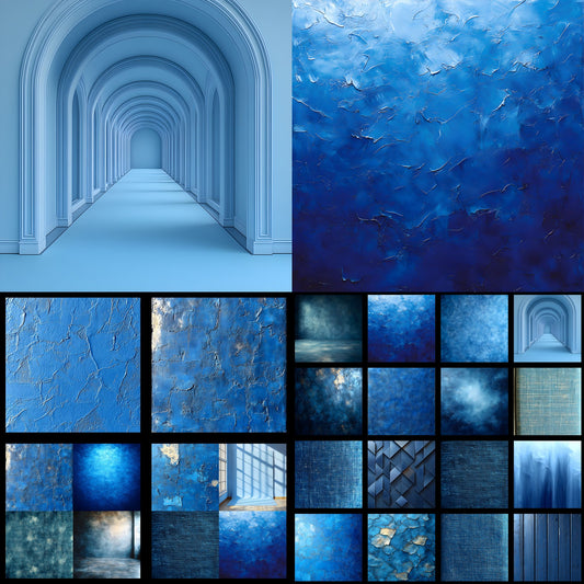 Elegant Blue Photography Backdrop, Sophisticated Digital Background for Portrait, Studio Prop, Fine Art Photography, SQBD41
