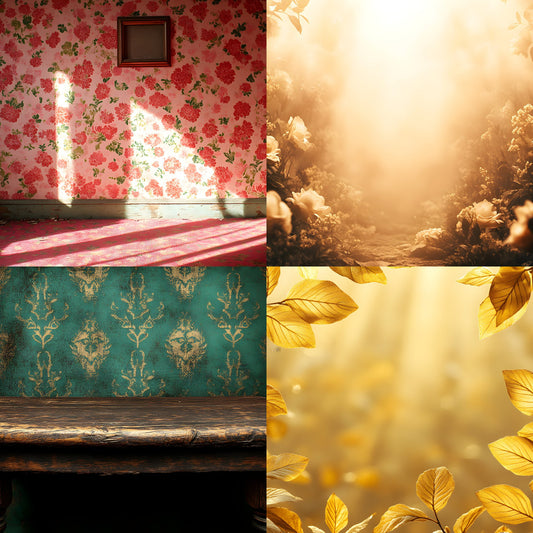 Vintage Sunlit Room Digital Backdrop, Wallpaper Backgrounds, Photography, Dreamy Photo Booth, High-Res Images