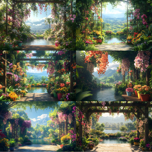 Orchid Garden Digital Backdrop, Botanical Photography Background, Floral Photo Prop High-Res Image, Wedding, Portrait