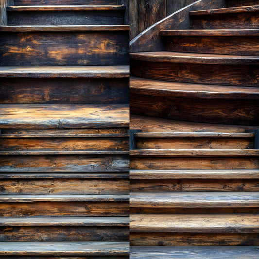 Rustic Wooden Staircase Digital Backdrop, Vintage Photography Background for Portrait Landscape, Fine Art Photography, Fairytale Scene