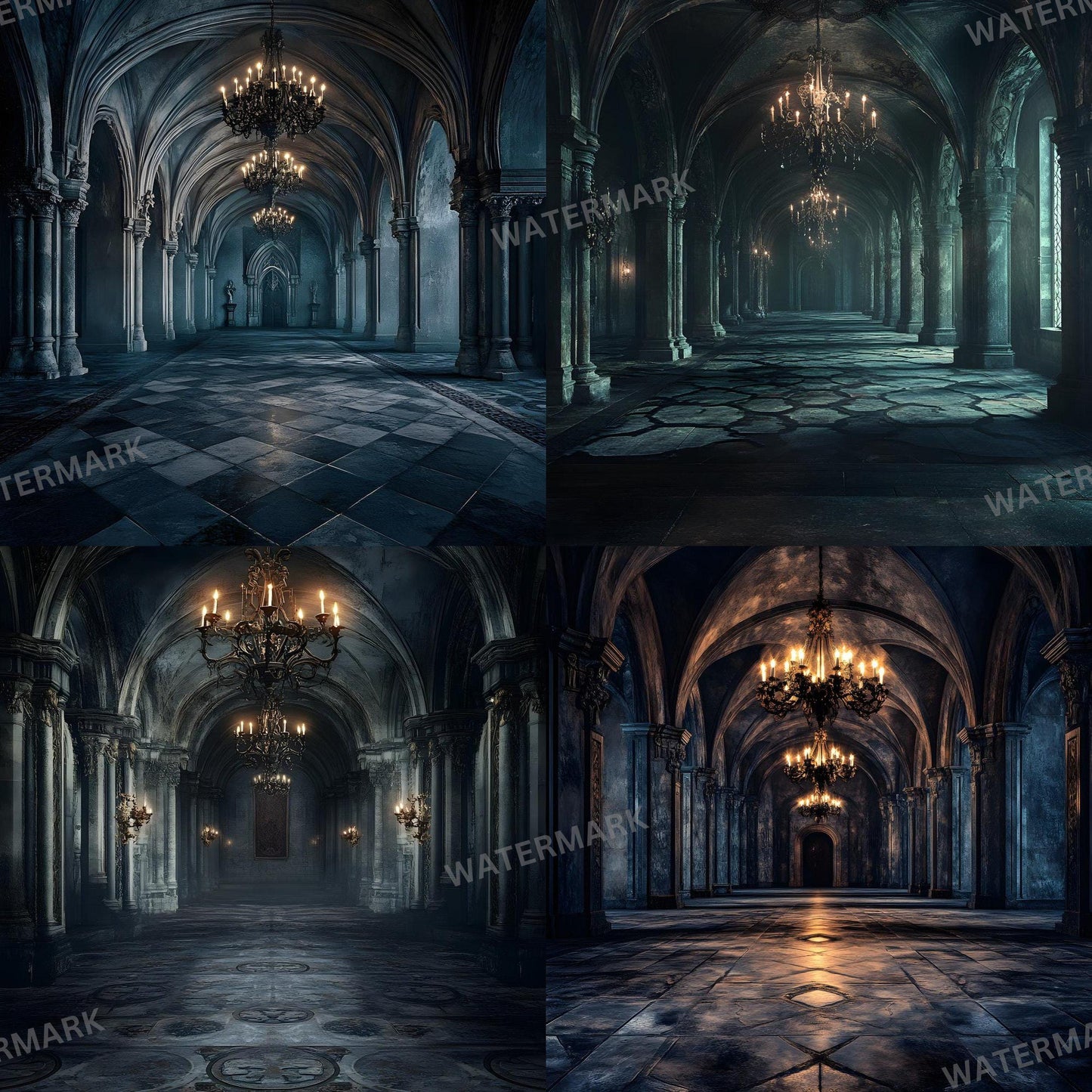 Haunted Castle Digital Backdrops | Gothic Photoshop Overlays for Studio Portraits, Halloween Themes & Dark Photography, Gothic Backdrop